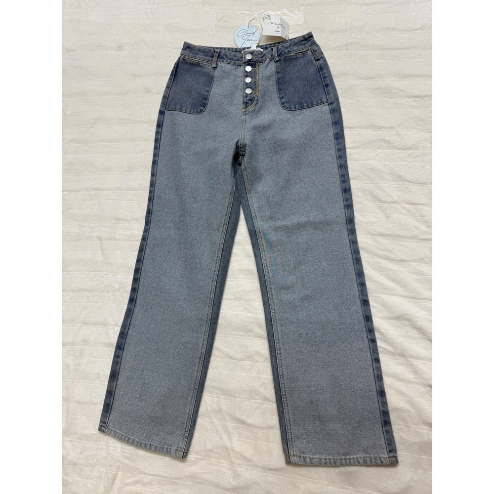 Cloud Ten Womens Colorblock Denim Jeans Button Fly Size L‎